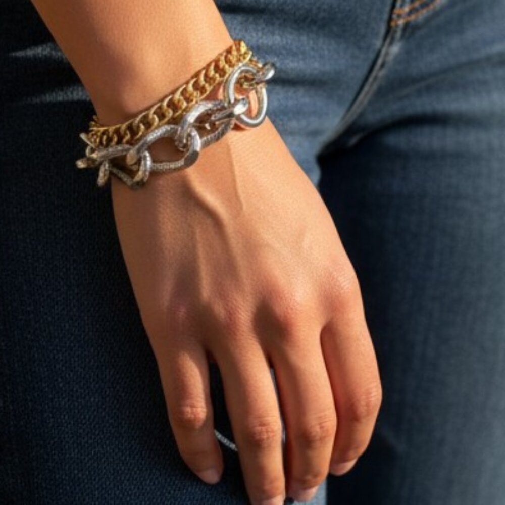 Elegant Two-Toned Link Bracelet